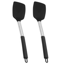 2X Edelstahl Griff Silikon Antihaft Spatel, Hoch Hitze Beständig Bis 480 F, Turner in Lebensmittel Qualität, BPA Frei