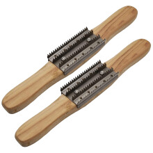 2X 15 Inch Buffing Wheel Rake for Compound Cleaning,Removing Residual Compounds Metal,Rake Steel Polishing Wooden Handle