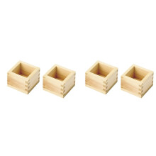 4pcs Japanese Culture Wood Wooden Sake Cup Masu Box 3.23inch L Square X 2.2inch H,Put the Wine Glass Inside