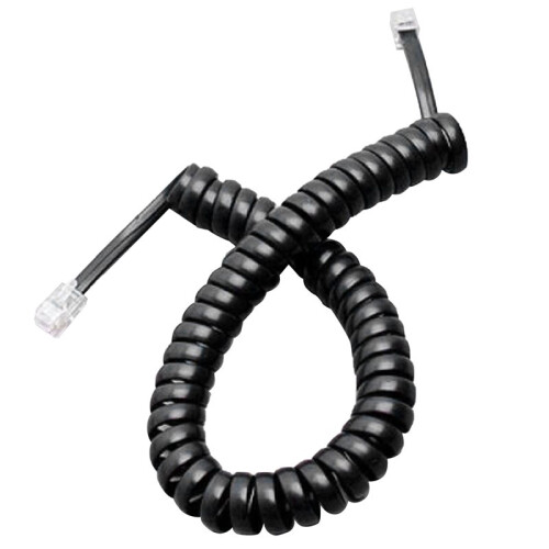 2pcs 5.7Ft Black Telephone Extension Coil Cable Telephone Cable Cord 2