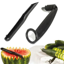 2X V-Shaped Knife Spiral Cutter Decorating Fruits Vegetables Serrated Pattern Slicer V Cutter & Spiral Cutter Tool
