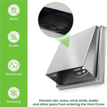 2pcs 4 Inch Dryer Vent Cover Outdoor Walls, Stainless Steel External Extractor Wall Vent Cushioned Non-Return Flap