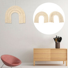 2Pcs Rattan Rainbow Wall Decor - Nursery & Living Room Wall Hanging, 25.3x22.5cm