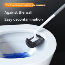 2X Longhandled Toilet Brush Home Use No Dead Corners,NoNeed to Punch Holes Wallmounted Bathroom Longhandled Brush B