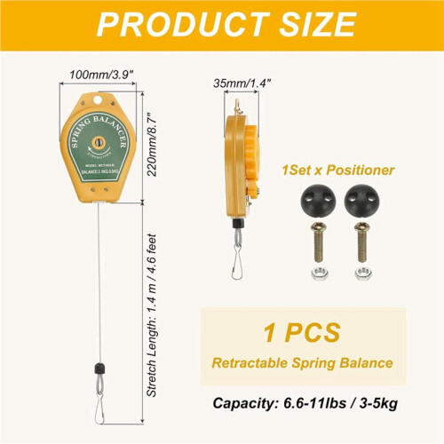 2X Retractable Spring Balancer, Bearing Spring Tool Load Balancer 4 Feet Adjustable Cable Retractor 6.6-11lbs (3-5kg) 2