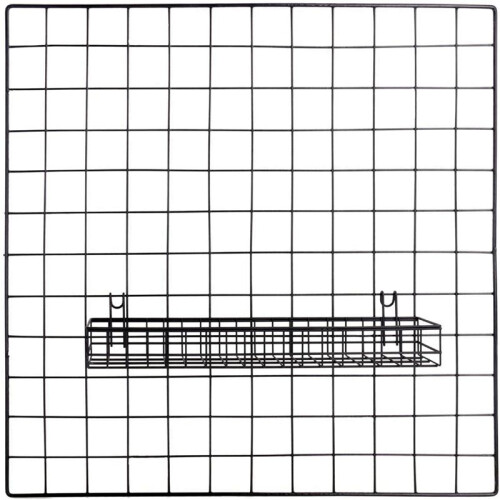 4X Hanging Basket for Wire Wall Grid Panel, Multi-Function Wall Storage and Display Basket, 40X10X5CM, Black Painted 2