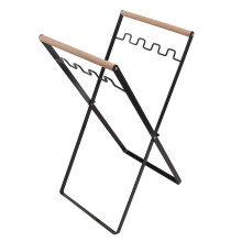 Foldable Iron & Rubberwood Outdoor Leaf Bag Stand, 46.5x33.5x24.5cm