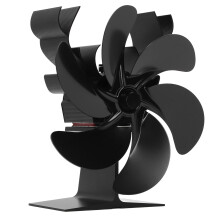 Wood Stove Fan 6 Blades Aluminum Alloy, 280-330m³/h Heat Powered