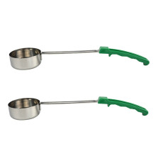 2X Pizzaaufstrich Saucenkelle Gummigriff Flacher Boden Küche Kochlöffel Edelstahl Messlöffel Suppenlöffel -4 Oz