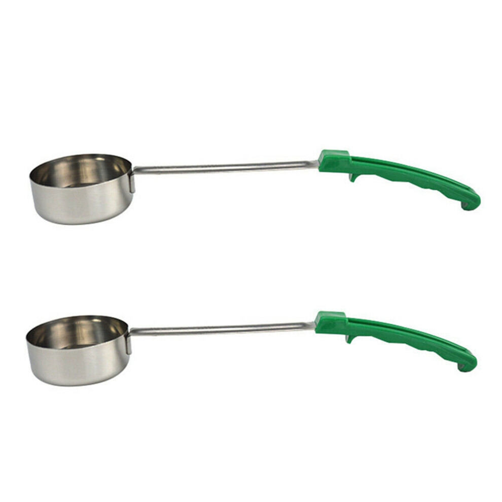 2X Pizza Spread Sauce Ladle Rubber Handle Flat Bottom Kitchen Cooking Spoon Stainless Steel Measuring Stir Soup Spoon 4713645795205