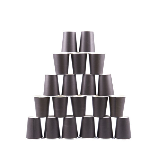80 Paper Cups (9Oz) - Plain Solid Colours Birthday Party Tableware Catering(Black) 2
