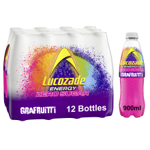 Lucozade Energy Zero Sugar Grafruitti Energy Drink With Vitamin B3, 12x900ml