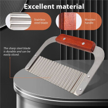 2X Crinkle Cutting Tool Potatoes Chips Cutter Carrot Slicer with Wooden Handle Food Vegatable Cutting Knife