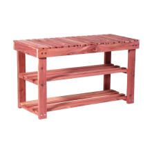 Household Essentials CedarFresh 2-Tier Cedar Shoe Rack and Seat Bench, 31.5" w x 17.5" h x 12.4" d