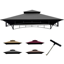 CoastShade 8 x 5 Grill BBQ Gazebo Double Tiered Replacement Canopy Roof Outdoor Barbecue Gazebo Tent Roof Top,Gray