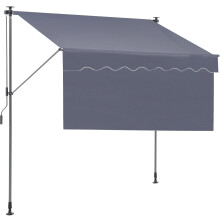 VEVOR Manual Retractable Awning, 118" Outdoor Retractable Patio Awning Sunshade Shelter, Adjustable Patio Door Window Awning Canopy with 39" Sun Shade