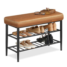 VASAGLE EKHO Collection - Shoe Bench, Storage Bench, Shoe Rack Bench Entryway, Synthetic Leather with Stitching, Mid-Century Modern, Loads 135 kg, 30
