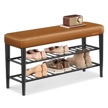 VASAGLE EKHO Collection - Shoe Bench, Storage Bench, Shoe Rack Bench Entryway, Synthetic Leather with Stitching, Mid-Century Modern, Loads 135 kg, 30