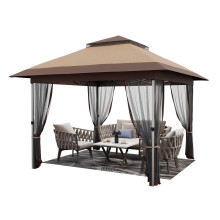 GarveeLife 12 ft x12 ft Softtop Gazebo, Outdoor Pop Up Gazebo with Mosquito Netting, Party Tent & Shelter with Double Roofs for Gardens, Patios, Lawns
