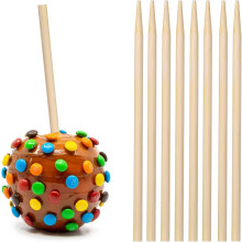 YESTOO 150 pcs Thick Candy Apple Sticks,Caramel Apple Sticks,5.5 Inch Long, 5mm Thick,Semi Point, Bamboo Skewers for Corn Dog, Corn Cob, Kabob,