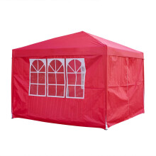 2.5 X 2.5m Pop Up Gazebo Tent All Weather Gazebo ideal for Outdoor Party Camping Tent Canopy Marquee with Sidewalls, Windows, Carry Bag (Red)