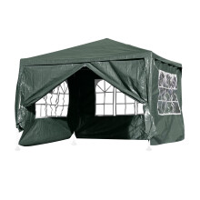 Outdoor Event Gazebo Tent, 3x3M Waterproof Party Marquee with 4 Side Panels,Which Have 3 Clear Windows panels And One Zip Panel (Green)