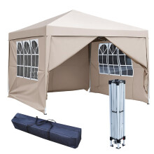 3x3m Pop Up Gazebo with 4 Removable Sidewalls, Portable Outdoor Party Tent with Carry Bag, All Weather Canopy for Camping, Markets, Garden Events