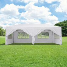 Garden Party Rapid Tent 6 x 3m Marquee, Water Resistant Awning Canopy Heavy Duty Pop Up Gazebo with Sides and Carry Bag (White)