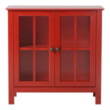 American Furniture Classics OS Home and Office Glass Door Accent and Display Cabinet, Red Paint