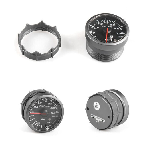 Dyno Racing 2,5 Polegadas 60mm Car Turbo Boost Gauge 3 BAR Branco e Âmbar Dual Led Display com Aviso de  Medidor de Carro Medidor de Carro 2