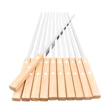 22-Inch Long Flat BBQ Skewers, HONSHEN 3/8 Inch Heavy Duty Stainless Steel Wide Blade with hardwood Handle barbecue skewers for Grilling