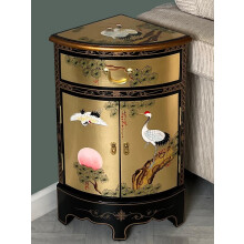 China warehouse direct Chinese Oriental Furniture Gold Leaf Corner Cabinet with Cranes Design