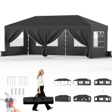 JUMMICO Pop up Gazebo with Sides 3m x 6m,Waterproof Gazebos With Sidewalls, Gazeebo UV50+ Outdoor Cheap Gazebo for Weddings, Parties, Camping,