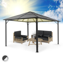 blumfeldt Waterproof Garden Gazebo with Polycarbonate Hardtop Roof, Lightweight Aluminium Frame Metal Pergola Kit, Marquee Garden Canopy Gazebo,