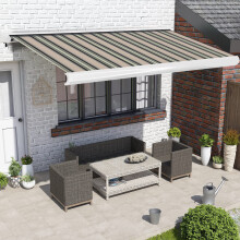 Bl?mme Full Cassette Electric Remote Controlled Awning Retractable Garden Patio Canopy Shade Sail 3x2.5M Multi-Stripe