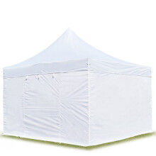 TOOLPORT 4x4m PVC 850 Pop Up Gazebo PROFESSIONAL Aluminium 40 mm, incl. Sidewalls, fire resistant, white