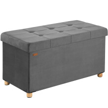 CASARIA? Fabric Foldable Ottoman Chest Bench Foot Stool with Padded Footrest Lid | 76Wx38DxH40cm | 100 Litres Storage | 300KG Load Capacity | Shoe Box