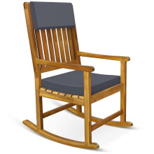 CASARIA? Solid Acacia Wood Rocking Chair with Cushions | Suitable for Indoor or Outdoor | Wooden Garden Patio Balcony Deck Lounge Furniture Rocker