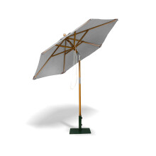 Jati Umbra 2.5m Tilting Wooden Garden Parasol with Cover (Grey) - Octagonal, Double-Pulley, 2-Part Pole