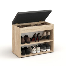Komto Shoe Storage Bench with Cushion ? Hallway Seat with Storage, Narrow Shoe Rack Bench for Entryway or Indoor Use ? Sonoma Oak, 60cm