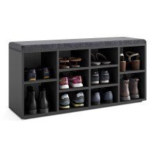 Komto Shoe Storage Bench with Seat ? Narrow Hallway Bench with Adjustable Shelves for Entryway or Indoor Use ? Black, 104cm