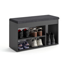 Komto Shoe Storage Bench with Cushion ? Hallway Seat with Storage, Narrow Shoe Rack Bench for Entryway or Indoor Use ? Black, 80cm