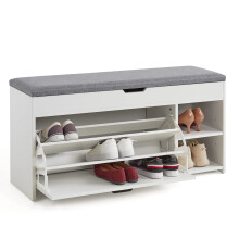 Meerveil Shoe Bench with Seat, Storage Bench with Flip-up Drawer and Open Storage Space, Wooden Industrial Style for Hallway Entryway, W100 x H52 x