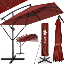 tillvex? Rectangular aluminium parasol, diameter 330 cm + cover with crank, rectangular parasol with stand and wind protection, garden umbrella, UV