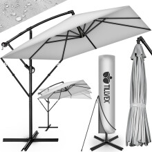 tillvex? Rectangular aluminium parasol, diameter 330 cm + cover with crank, rectangular parasol with stand and wind protection, garden umbrella, UV