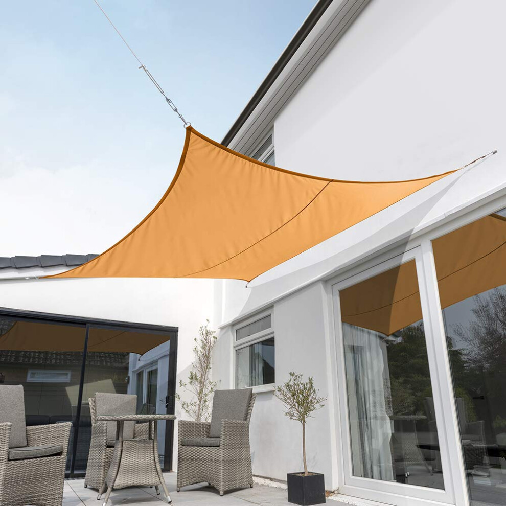 Kookaburra Waterproof Garden Sun Shade Sail Canopy In 98% Uv Block (3M Square) Orange