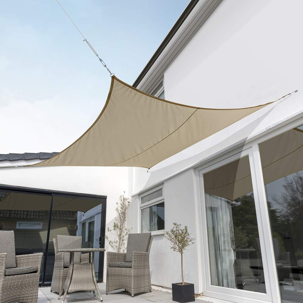 Kookaburra Waterproof Garden Sun Shade Sail Canopy In Mocha 98% Uv Block (3M Square)