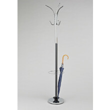 ASPECT CR40BK Oscar Free Standing Metal Coat Rack with Umbrella Base/Chrome and Black, 30x30x182 cm