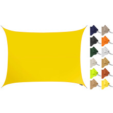 Kookaburra 6m x 5m Rectangle Water Resistant Garden Patio Sun Shade Sail Canopy 96.5% UV Block with Free Rope (Yellow)