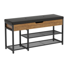 Mondeer Shoe Bench with Seat, Storage Bench with 2-tier Shoe Rack Adjustale and Flip-Top Drawer, Industrial Style for Entryway Hallway Living Room